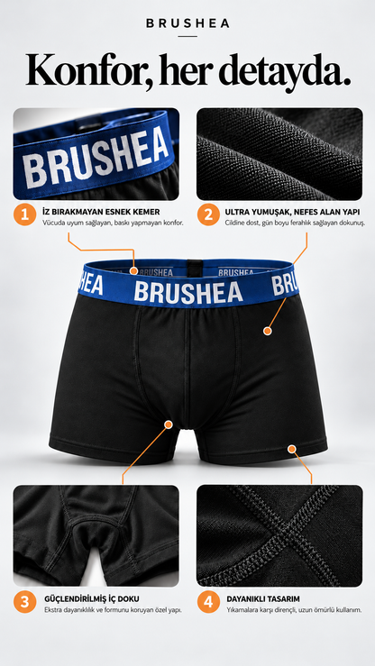 BRUSHEA Erkek Boxer Likralı Premıum
