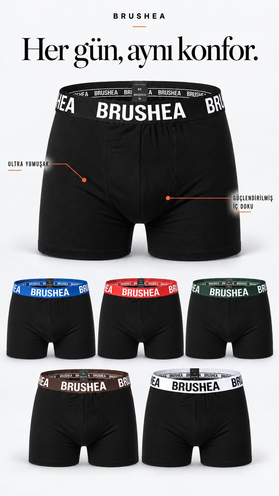BRUSHEA Erkek Boxer Likralı Premıum